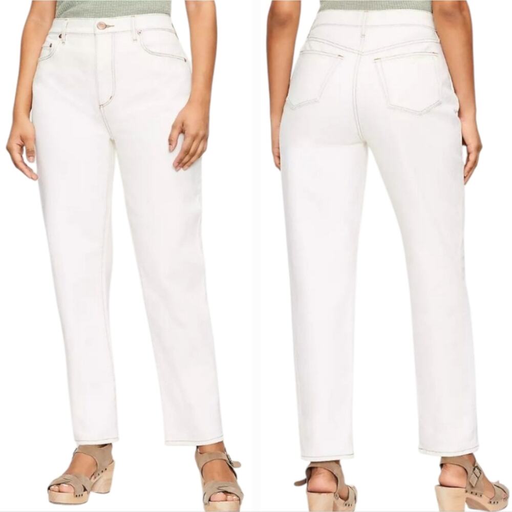 LOFT Mid Rise Boyfriend Jean in Natural White Cream Size 30 10